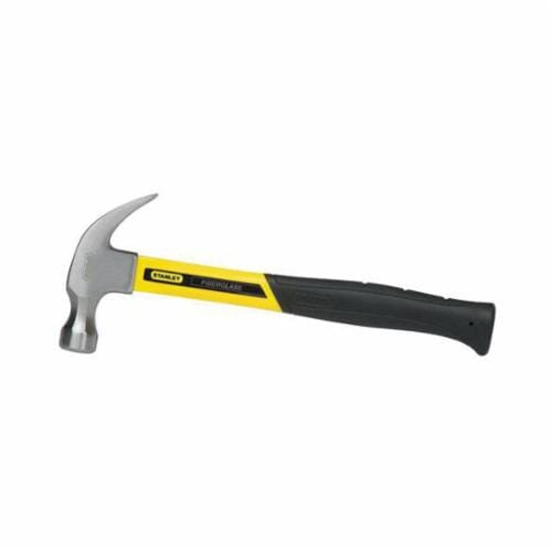 Stanley® 51-621 Nailing Hammer, 13 in OAL, Smooth Surface, 16 oz High Carbon Steel Head, Curved Claw, Fiberglass Handle